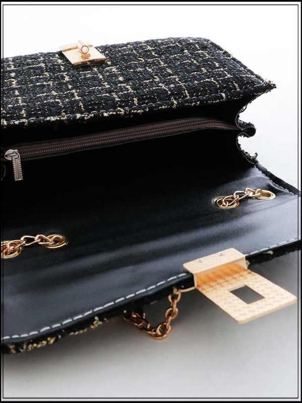 画像10: 【バッグ】2wayゴールドチェーンツイードバッグ【2カラー】[OF03]