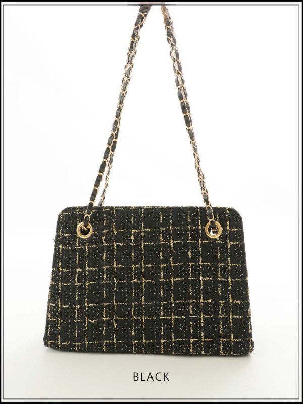 画像3: 【バッグ】ツイードチェーンショルダーバッグ【2カラー】【IM】[OF04]