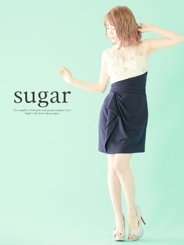 画像5: 【Lip line/リップライン】ビジュー刺繍xストレッチ切り替えタイトミニキャバドレス♪s6B1706[HC03]