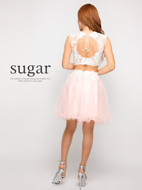 画像8: ☆XSサイズあり☆【Lip line/リップライン】レース刺繍xチュールフレアセットアップミニキャバドレス・s6B1709[HC03]