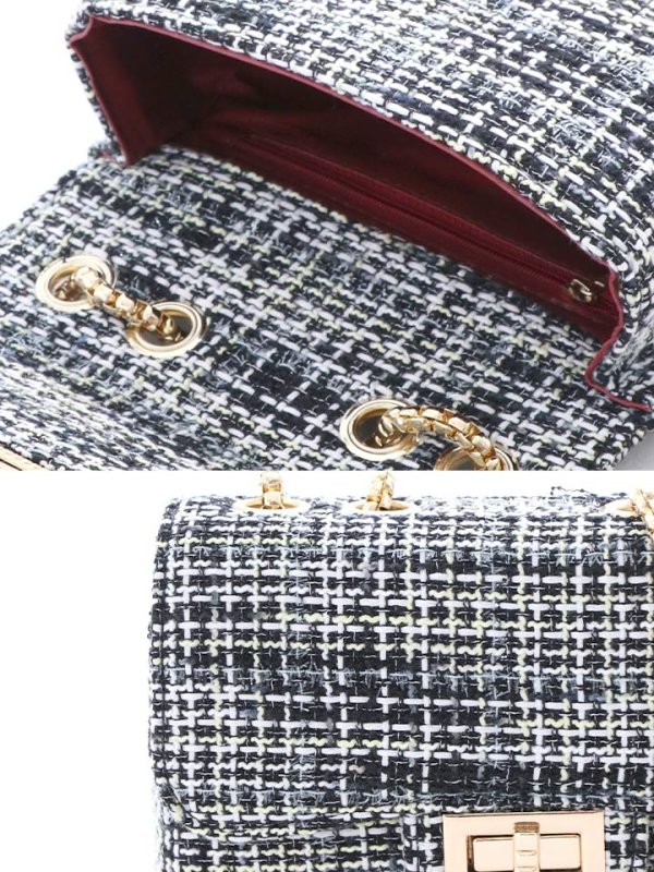 画像6: ツイードチェーンショルダーバッグ【Fサイズ/4カラー】[OF04] 【IM】