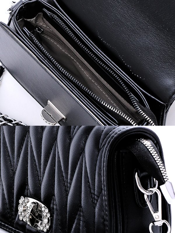 画像6: 【BAG】キルティングショルダービジューバッグ/キルティング/ショルダー/ビジュー/チェーン【2カラー】[OF03]