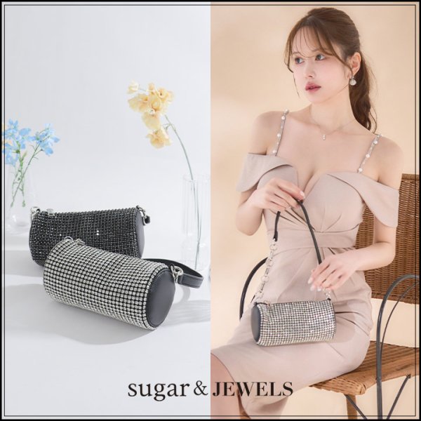 画像1: 【バッグ】ラインストーンラウンドバック【2カラー】[OF04]