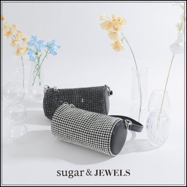 画像2: 【バッグ】ラインストーンラウンドバック【2カラー】[OF04]