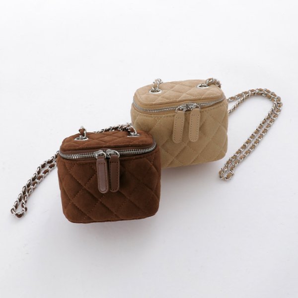 画像9: 【バッグ】チェーンショルダーキルティングスエードバニティバッグ【2カラー】[OF4]