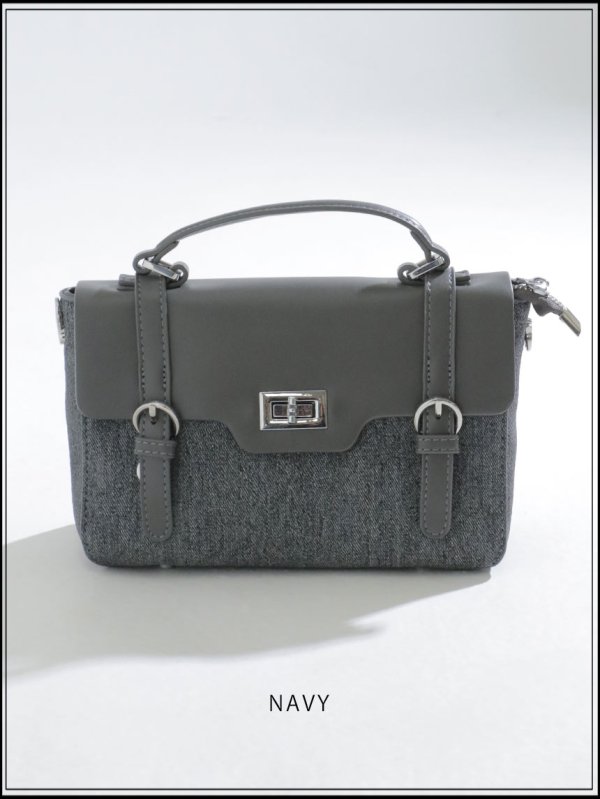 画像4: 【バッグ】レザーキャンバスサッチェルバッグ【Fサイズ/3カラー】[OF02]