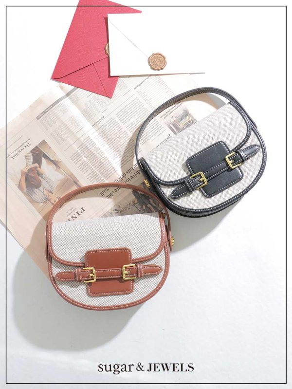 画像1: 【バッグ】2wayレザーパイピングキャンバスバッグ【Fサイズ/2カラー】[OF02]