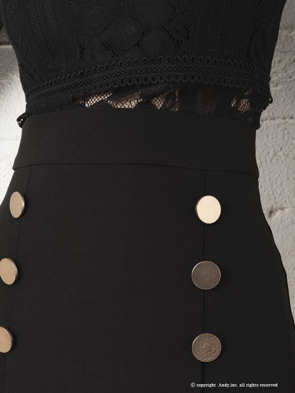 画像7: 【Andy ANDY Fashion Press 09 COLLECTION 05】フラワーレース/ ゴールドボタンデザイン/ 七分袖/ 長袖/ 袖あり/ プリーツ/ ミニドレス/ キャバドレス[OF05]