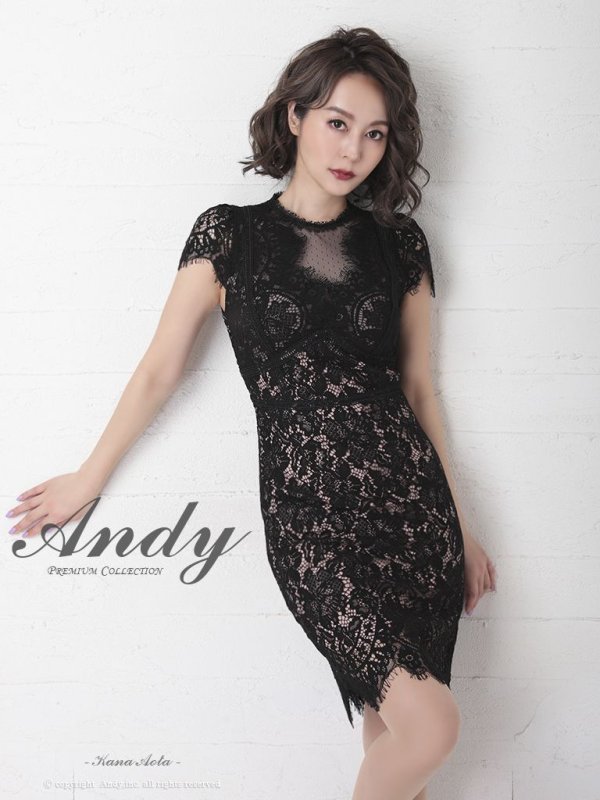 画像1: 【Andy ANDY Fashion Press 11 COLLECTION 09】フラワーレース/ シアー/ ハイネック/ タイト/ ミニドレス/ キャバドレス[OF05]
