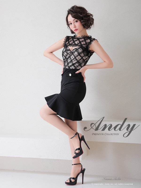画像13: 【ANDY Fashion Press vol.14 掲載商品】マーメイド/ ドットレース/ バストカット/ ノースリーブ/ セットアップ風/ 裾フリル/ ワンピース/ ミニドレス/ キャバドレス[OF05]