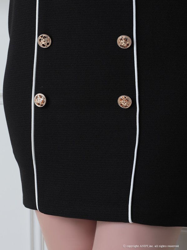 画像7: 【an/アン】バイカラー/ ビスチェ/ スクエアネック/ ウエストマーク/ パイピング/ ダブルボタン/ タイト/ ミニドレス/ キャバドレス[OF05]