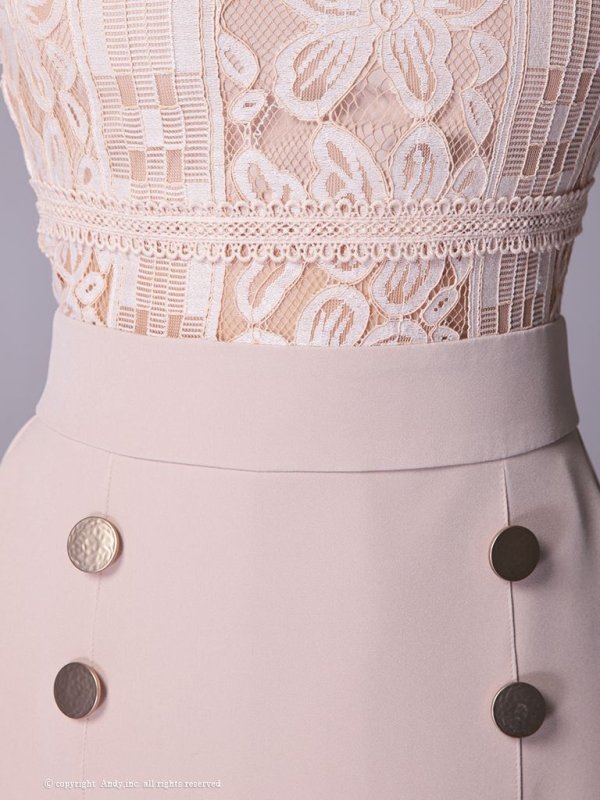 画像7: 【Andy ANDY Fashion Press 09 COLLECTION 05】フラワーレース/ ゴールドボタンデザイン/ 七分袖/ 長袖/ 袖あり/ プリーツ/ ミニドレス/ キャバドレス[OF05]