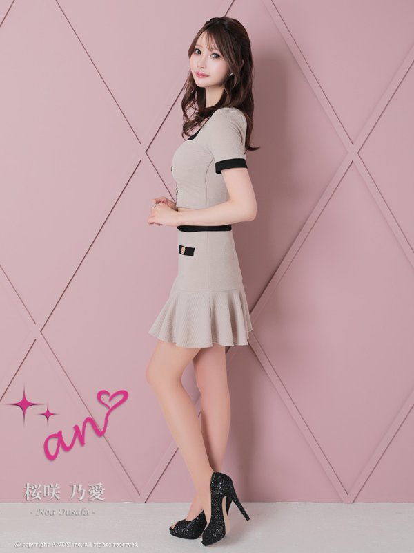 画像4: XSサイズあり【an/アン】バイカラー/ ショートスリーブ/ プリーツ/ セットアップ/ ミニドレス/ キャバドレス[OF05]