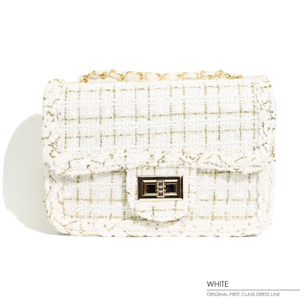 画像3: 【ANGEL R/エンジェルアール】ゴールドミックスチェック/ ツイード/ チェーンショルダーバッグ【2カラー】[OF04]