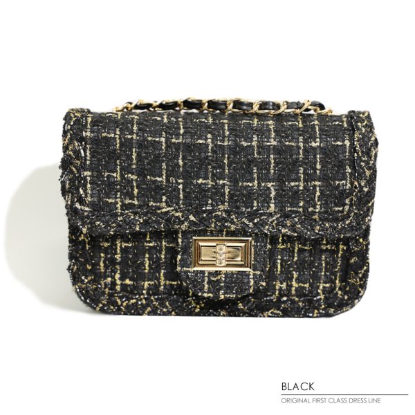 画像4: 【ANGEL R/エンジェルアール】ゴールドミックスチェック/ ツイード/ チェーンショルダーバッグ【2カラー】[OF04]