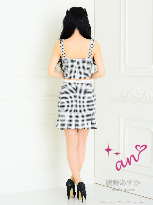 画像11: 【an /アン】ギンガムチェック/ マーメイド/ ビスチェ/ ボタンデザイン/ プリーツ/ セットアップ/ ツーピース/ ミニドレス/ キャバドレス[OF05]