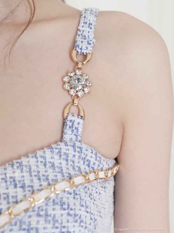 画像15: 【an/アン】セットアップ/ キャミソール/ ゴールドバックル/ チェーンパイピング/ ボタン/ プリーツ/ ツーピース/ ミニドレス/ キャバドレス[OF05]