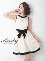 【Andy ANDY Fashion Press 11 COLLECTION 04】フラワーレース/ ウエストリボン/ ノースリーブ/ ラインデザイン/ フレア/ ミニドレス/ キャバドレス[OF05]