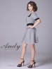 画像3: Lサイズあり【ANDY/アンディ】ツイード/ バイカラー/ 切り替えデザイン/ 半袖/ 袖あり/ スクエアネック/ ボタン/ フレア/ ミニドレス/ キャバドレス[FB03] (3)