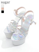 【COMEX】 3color/ 17cmヒール/ エナメル/ オープントゥ/ ハイヒール/ ストラップサンダル[OF02]
