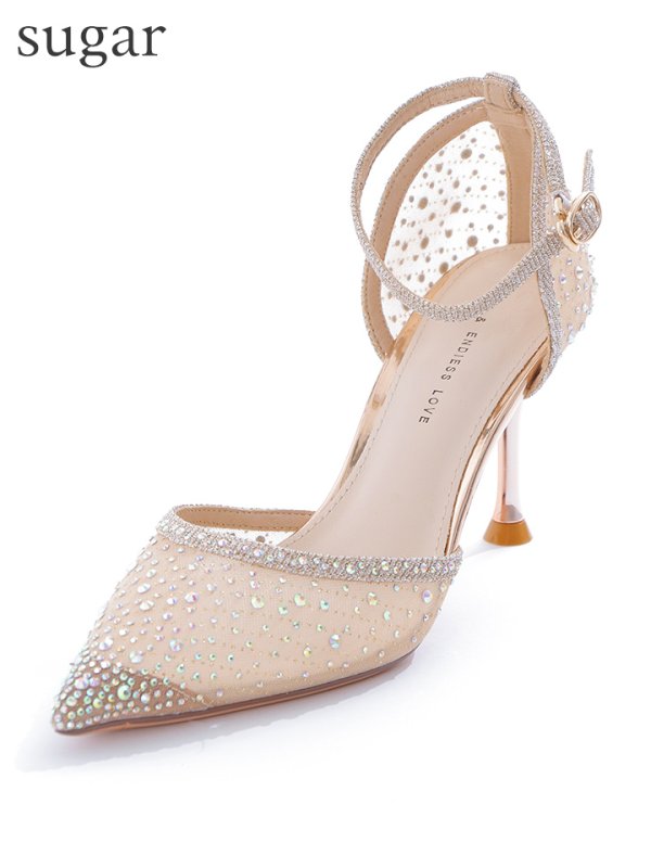 画像10: 【COMEX】 2color/ 8cmヒール/ ラメ/ ラインストーン/ ピンヒール/ ポインテッドトゥ/ ハイヒール/ ストラップ付き/ パンプス[OF02]