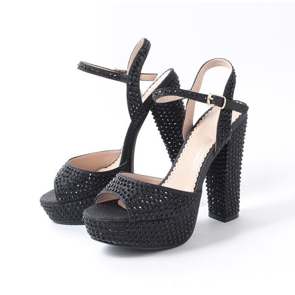 画像7: SALE【COMEX】 2color/ 13cmヒール/ ラメ/ ラインストーン/ オープントゥ/ アンクルストラップ/ ハイヒール/ ストラップサンダル[OF02]