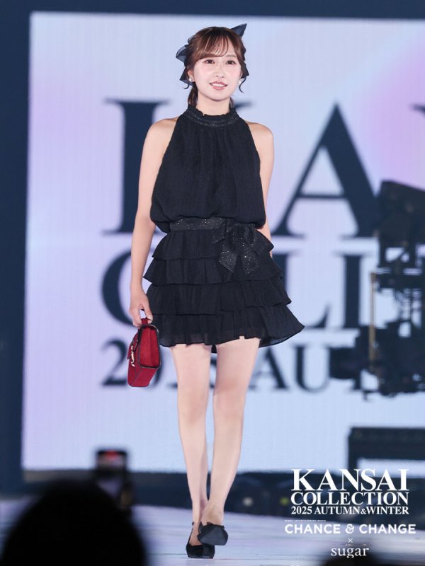 画像3: 【えりな/関西コレクション着用】XSサイズあり【ROBE de FLEURS/ローブドフルール】ドットオーガンジー/ ウエストリボン/ ティアード/ フレア/ ミニドレス/ キャバドレス[OF08]