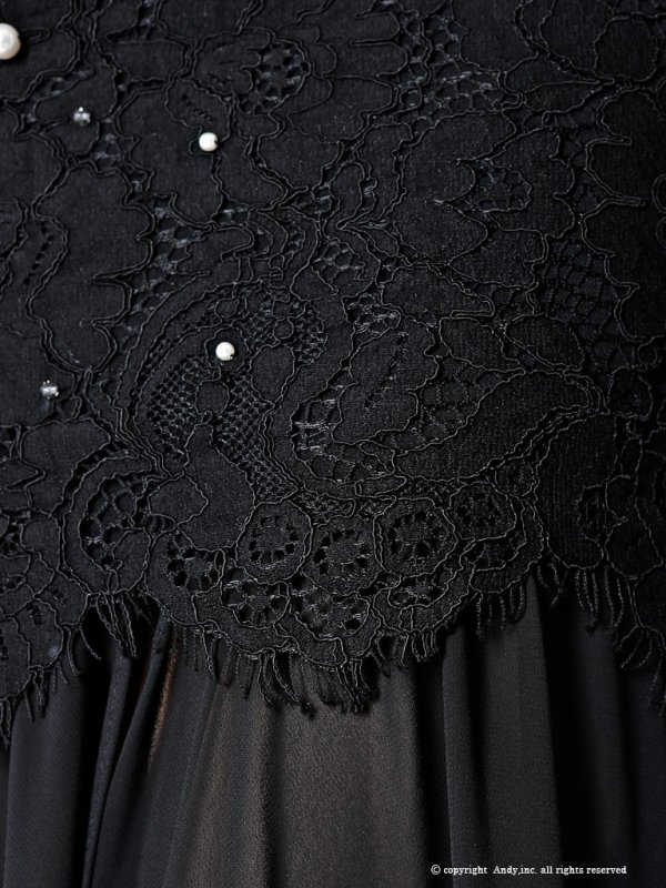 画像8: 【ANDY/アンディ】パールビジュー/シフォン切り替え/フラワーレース/ロング/キャバドレス long[OF05]