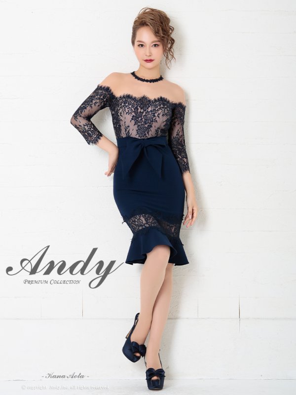 画像2: 【Andy ANDY Fashion Press 07 COLLECTION 08】七分袖/ 長袖 / 袖あり/ オフショル/ マーメイド/ レース/ タイト/ ミニドレス/ キャバドレス[OF05]