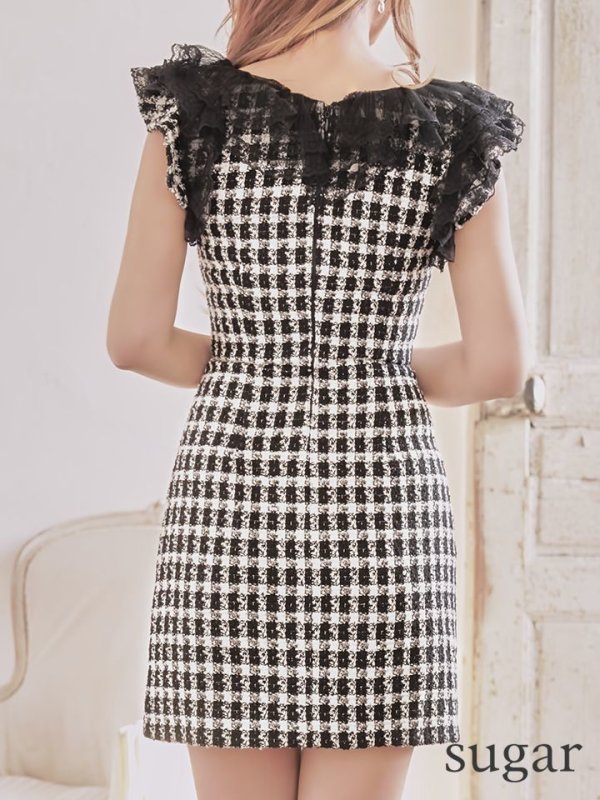 画像5: 【ROBE de FLEURS/ローブドフルール】チェックツイード/ リボン/ タイト/ ミニドレス/ キャバドレス[OF08]