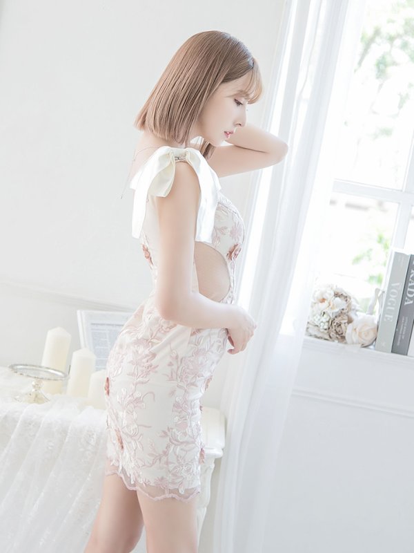 画像3: XS〜Lサイズあり【ROBE de FLEURS/ローブドフルール】立体刺繍レース/ アシンメトリー / タイト/ミニドレス/ キャバドレス[OF08]