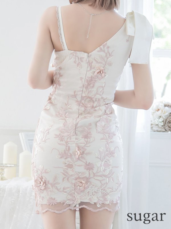 画像9: XS〜Lサイズあり【ROBE de FLEURS/ローブドフルール】立体刺繍レース/ アシンメトリー / タイト/ミニドレス/ キャバドレス[OF08]