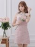 画像2: XSサイズあり【ROBE de FLEURS/ローブドフルール】ラメツイード/ ビジュー/ 襟つき/ 台形スカート/ ミニドレス/ キャバドレス[OF2] (2)