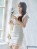画像3: XS〜Lサイズあり【ROBE de FLEURS/ローブドフルール】ウエストビジュー/ シースルーレース/ フリルスリーブ/ 台形スカート/ ミニドレス/ キャバドレス　ピンクモカ[OF2]