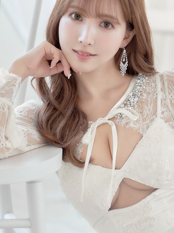 画像8: 【ROBE de FLEURS/ローブドフルール】バストカット/ レース/ ビジュー/ リボン/ 長袖 / 袖あり/ タイト/ ミニドレス/ キャバドレス[OF08]