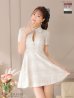 画像2: XSサイズあり【ROBE de FLEURS/ローブドフルール】ツイード/ 襟付きジップ/ フレア/ ミニドレス/ キャバドレス[OF2] (2)