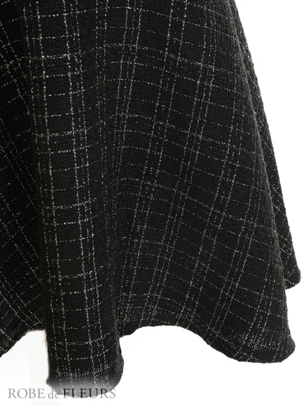 画像13: XSサイズあり【ROBE de FLEURS/ローブドフルール】ツイード/ 襟付きジップ/ フレア/ ミニドレス/ キャバドレス[OF08]