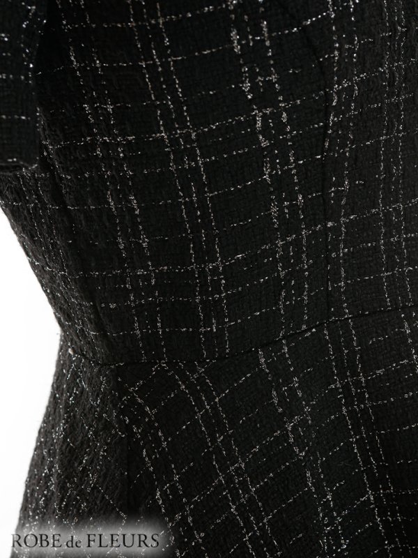 画像14: XSサイズあり【ROBE de FLEURS/ローブドフルール】ツイード/ 襟付きジップ/ フレア/ ミニドレス/ キャバドレス[OF08]