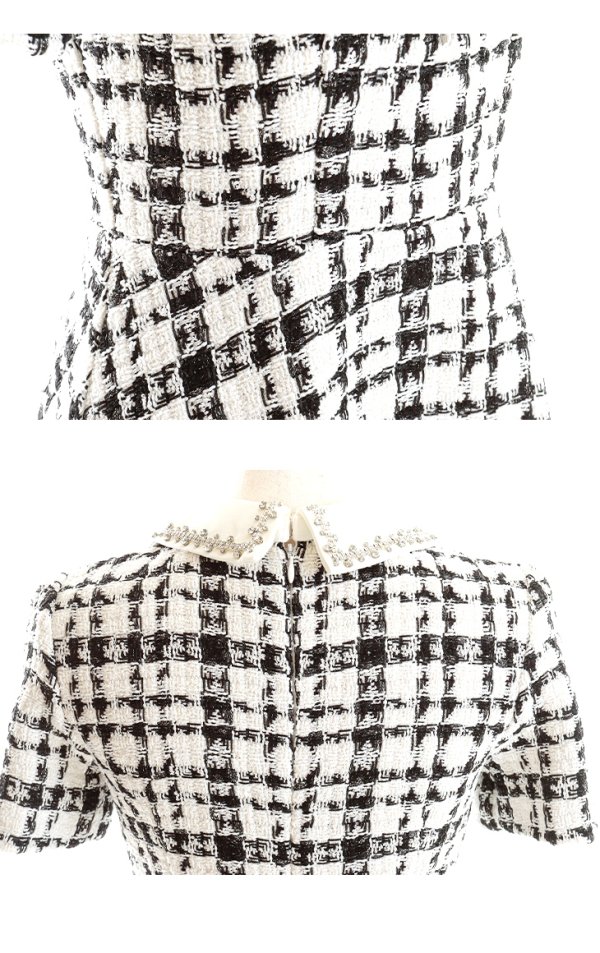 画像20: XSサイズあり【ROBE de FLEURS/ローブドフルール】ツイード/ 襟付きジップ/ フレア/ ミニドレス/ キャバドレス[OF08]