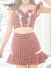 画像8: XSサイズあり【ROBE de FLEURS/ローブドフルール】スプリングツイード/ パール/ フリル/ セットアップ/ ミニドレス/ キャバドレス[OF2]