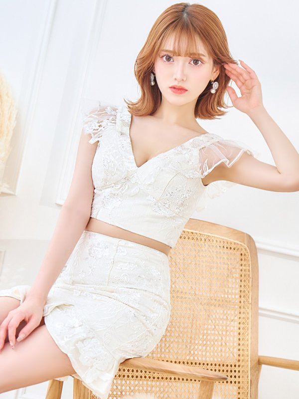 画像13: XSサイズあり【ROBE de FLEURS/ローブドフルール】スパンコール/ フラワーレース/ セットアップ/ ノースリーブ/ ミニドレス/ キャバドレス[OF08]