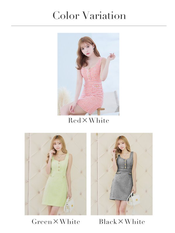 画像36: XSサイズあり【ROBE de FLEURS/ローブドフルール】ツイード/ 千鳥柄ラメ/ チェック/ 台形スカート/ ミニドレス/ キャバドレス[OF08]