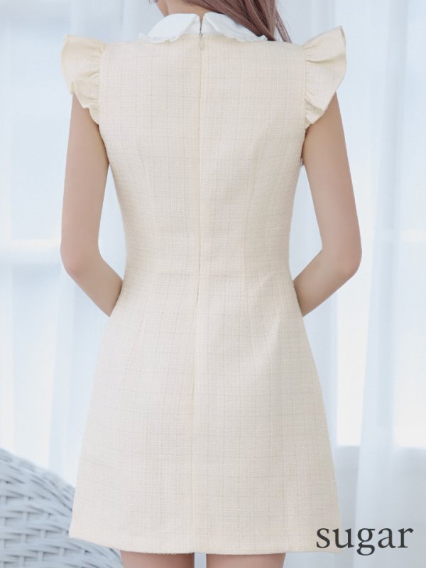 画像21: XSサイズあり【ROBE de FLEURS/ローブドフルール】ラメツイード/ リボン/ 襟付き/ フリル/ ワンピース/ ミニドレス/ キャバドレス[OF08]