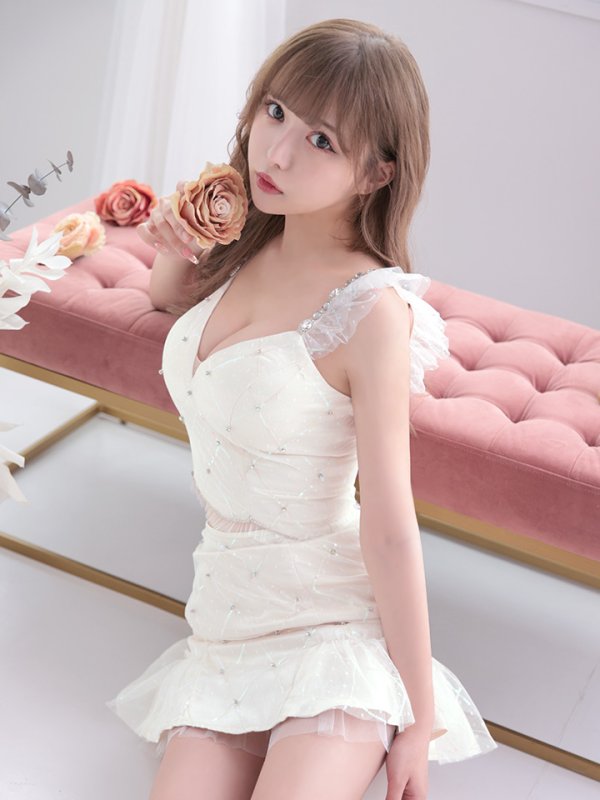 画像13: XSサイズあり【ROBE de FLEURS/ローブドフルール】スパンコール/ ドットチュール/ セットアップ/ノースリーブ/ フリル/ ミニドレス/ キャバドレス[OF08]