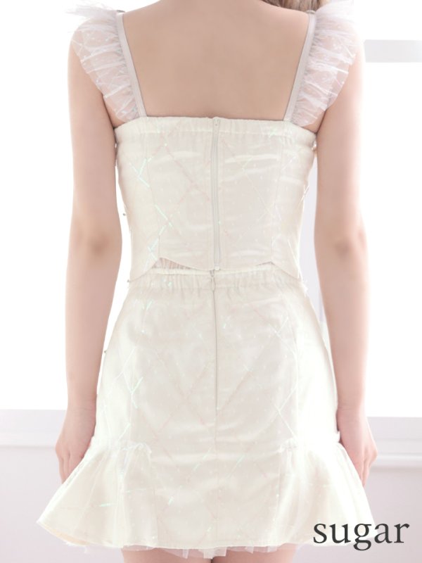 画像17: XSサイズあり【ROBE de FLEURS/ローブドフルール】スパンコール/ ドットチュール/ セットアップ/ノースリーブ/ フリル/ ミニドレス/ キャバドレス[OF08]