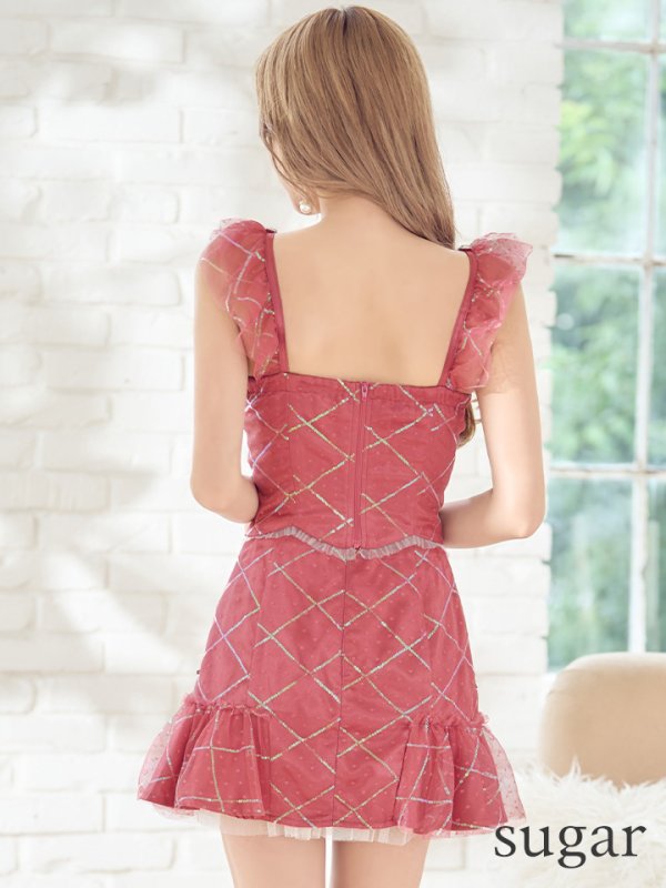 画像19: XSサイズあり【ROBE de FLEURS/ローブドフルール】スパンコール/ ドットチュール/ セットアップ/ノースリーブ/ フリル/ ミニドレス/ キャバドレス[OF08]