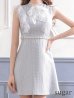 画像8: XS〜Lサイズあり【ROBE de FLEURS/ローブドフルール】レース/ ビジュー/ サマーツイード/ Aライン/ フレア/ ノースリーブ/ ミニドレス/ キャバドレス[OF2]