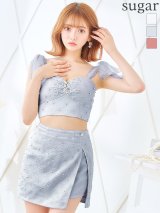 XSサイズあり【ROBE de FLEURS/ローブドフルール】リボンチュール/ ビジュー/ セットアップ/ タイト/ ミニドレス/ キャバドレス[OF2]