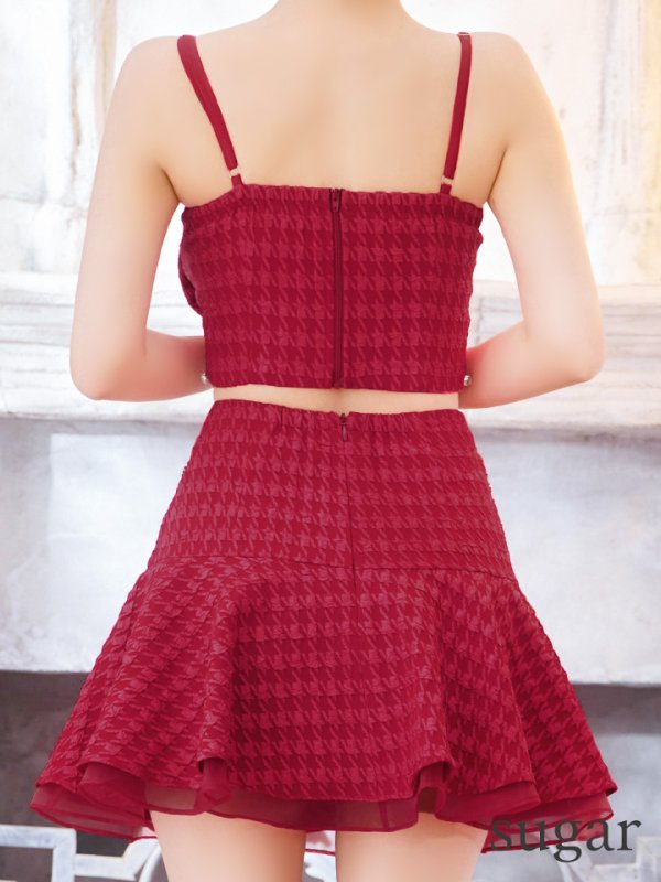 画像29: XSサイズあり【ROBE de FLEURS/ローブドフルール】フロントリボン/ セットアップ/ キャミソール/ ジャガード/ フレア/ ミニドレス/ キャバドレス[OF08]