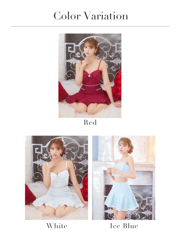 画像35: XSサイズあり【ROBE de FLEURS/ローブドフルール】フロントリボン/ セットアップ/ キャミソール/ ジャガード/ フレア/ ミニドレス/ キャバドレス[OF08]